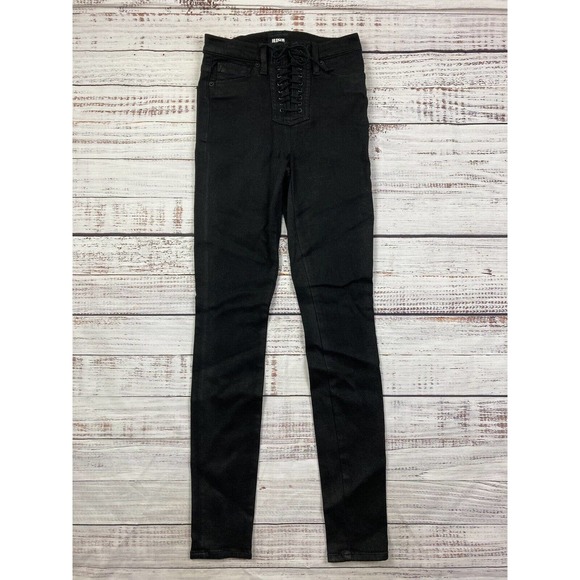 HUDSON JEANS Bullocks High Rise Lace Up Skinny Black‎ sz 24 - Picture 2 of 6